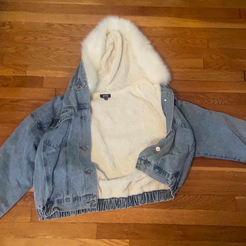 Jean Jacket with Fur Hood
